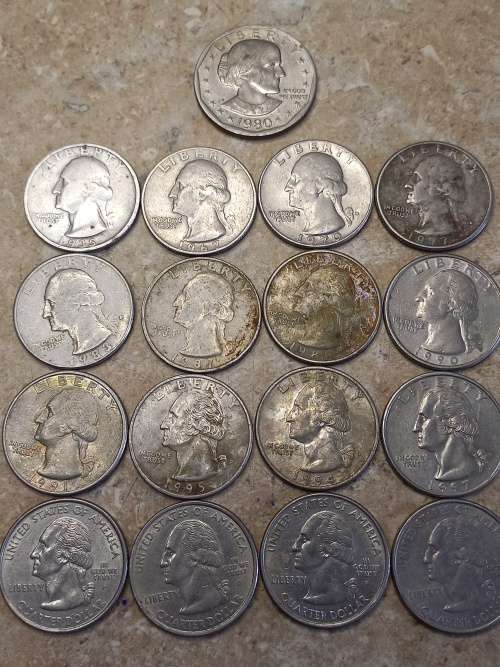 US  quarter dollar (16 off) bid per coin. winner gets free 1980 one dollar