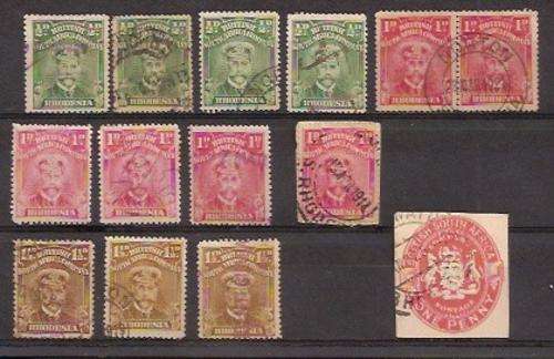 BRITISH SOUTH AFRICA COMPANY STAMPS USED(1 STAMP ON PAPER 1 CUT-OUT
