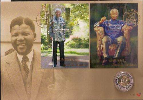 RSA - MANDELA COVER WITH ENCAPSULATED  UNSIRCULATED COIN MNH(COIN STUCKED ON COVER)