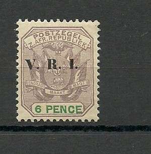 TRANSVAAL V.R.I. OVERPRINT 6 PENCE MM