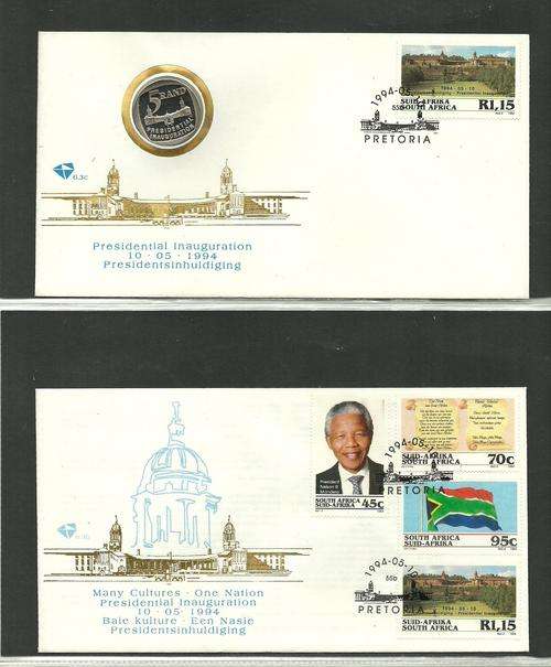 MANDELA PRESIDENTIAL INAUGURATION 10 - 05 - 1994 COIN COVER