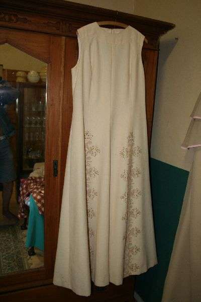 Vintage Cream dress with beautiful bead embroidery (107cm or 42 inch)