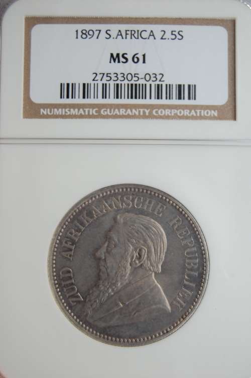 1897 S. Africa 2.5 Shilling NGC Graded MS61