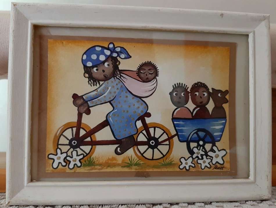 Set of three original acrylic mini paintings by artist Reinet - 19x14cm each