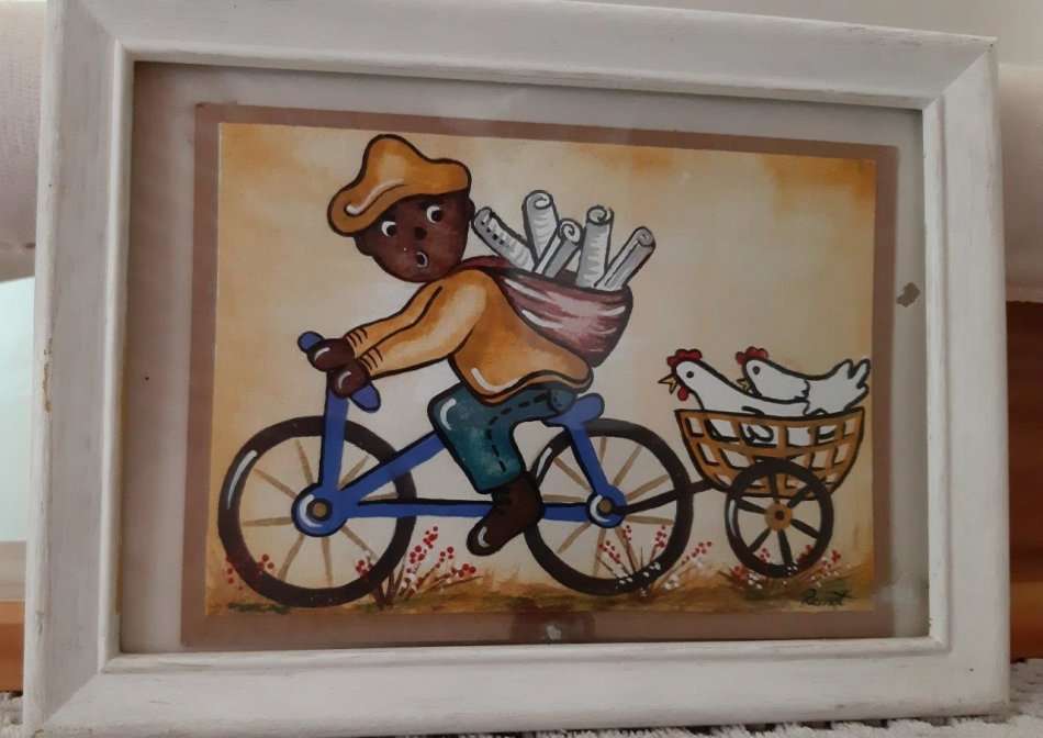 Set of three original acrylic mini paintings by artist Reinet - 19x14cm each