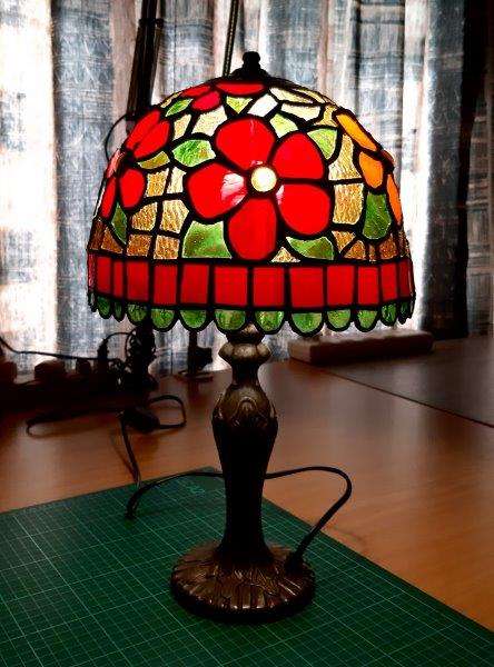 Handmade Tiffany Stained Glass lamp shade (25cm W x 41cm H) - one of a kind