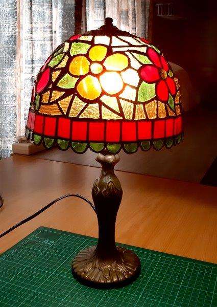 Handmade Tiffany Stained Glass lamp shade (25cm W x 41cm H) - one of a kind
