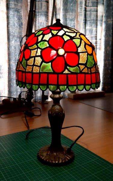Handmade Tiffany Stained Glass lamp shade (25cm W x 41cm H) - one of a kind