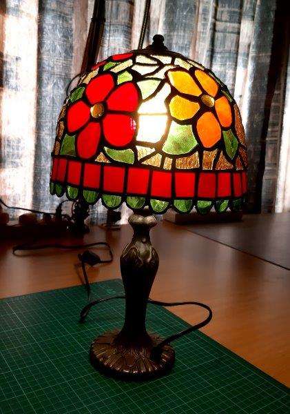 Handmade Tiffany Stained Glass lamp shade (25cm W x 41cm H) - one of a kind