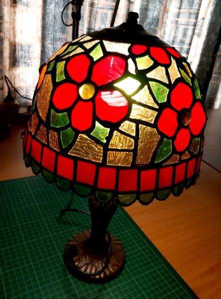 Handmade Tiffany Stained Glass lamp shade (25cm W x 41cm H) - one of a kind