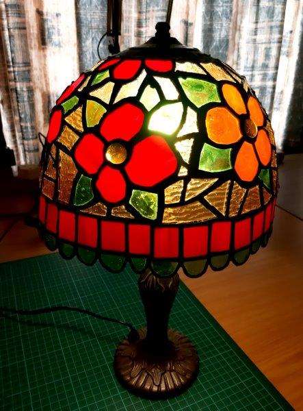 Handmade Tiffany Stained Glass lamp shade (25cm W x 41cm H) - one of a kind