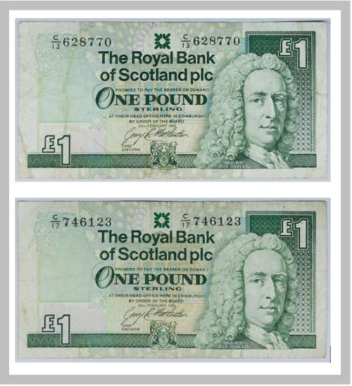 SCOTLAND 2 x 1993 One Pound Sterling  ***One Bid for Both!***
