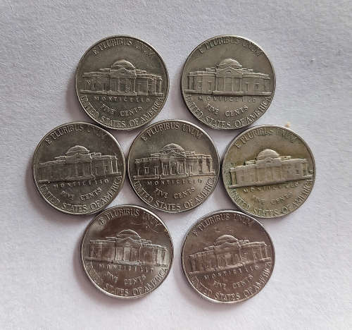 USA Jefferson Nickels (five cents) (x7)  ONE BID TAKES ALL!!
