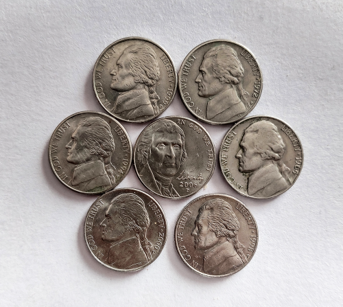 USA Jefferson Nickels (five cents) (x7)  ONE BID TAKES ALL!!