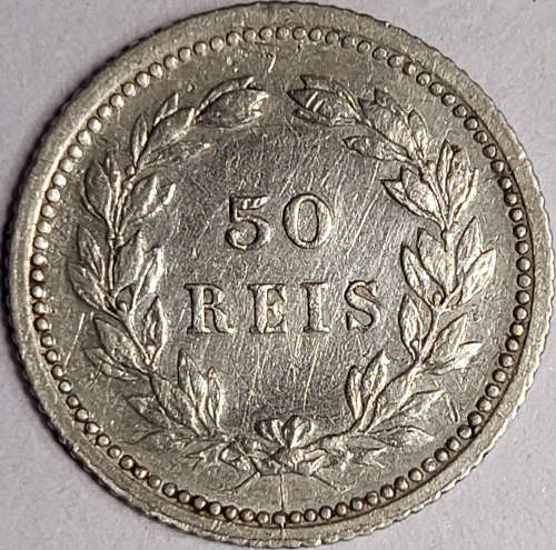 1893 Portugal 50 Reis (Ag 0.917) 1.25g | 15mm
