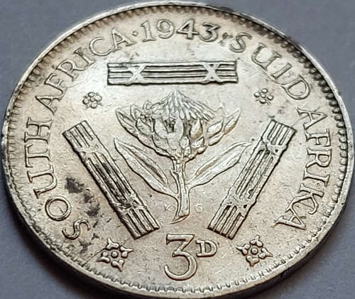 1943 Threepence (3D) `Tickey` 80% Silver