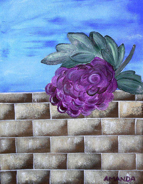 BUNCH OF GRAPES ON A BRICKWALL Original Acrylic Painting
