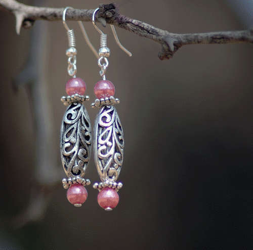 Pink and Silver Earrings