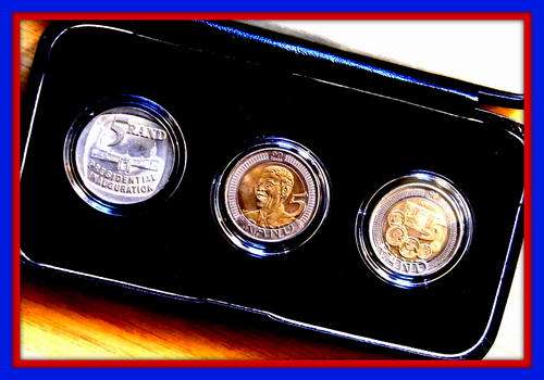 3 Coin Commemorative set in Box  !!! Nelson Mandela-@@ 1994, 2008 & 2011 nice for gift  @@@ look