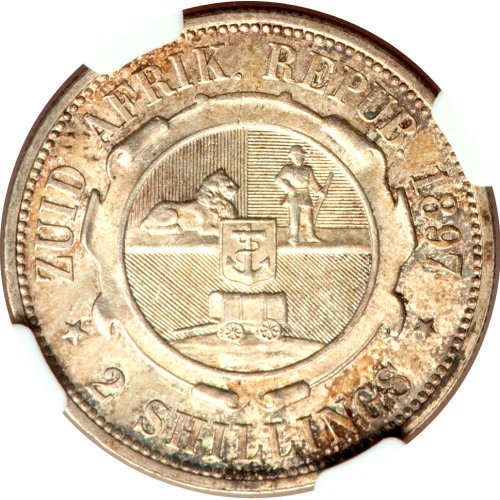 1897 SOUTH AFRICA 2 SHILLING MS 64 NGC GRADED RARE GRADE HIGHLY COLLECTIBLE ITEMS !!!