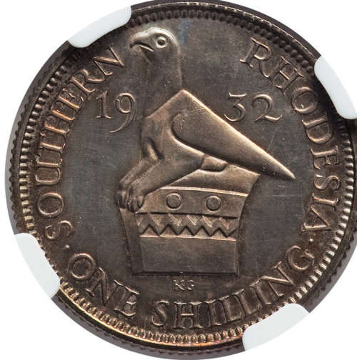Southern Rhodesia: George V  Certified Proof coin ONE SHILLING 1932 PR63 NGC rere coin