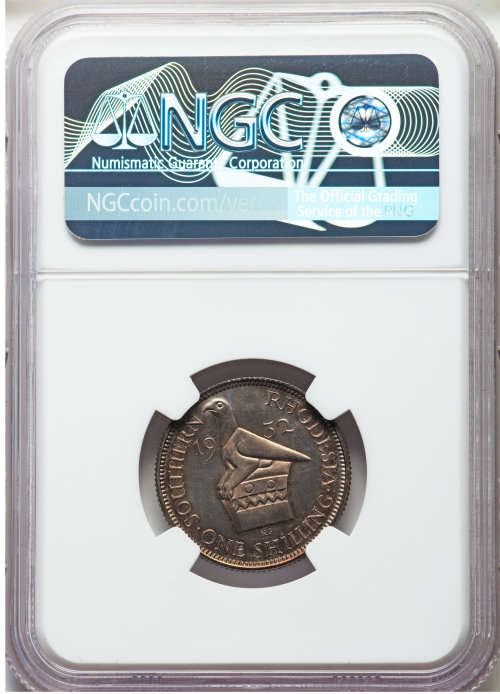 Southern Rhodesia: George V  Certified Proof coin ONE SHILLING 1932 PR63 NGC rere coin