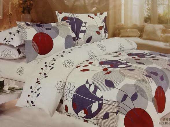 6 Piece - Cotton Feel - Bed Linen - Queen Size- Duvet Cover Set