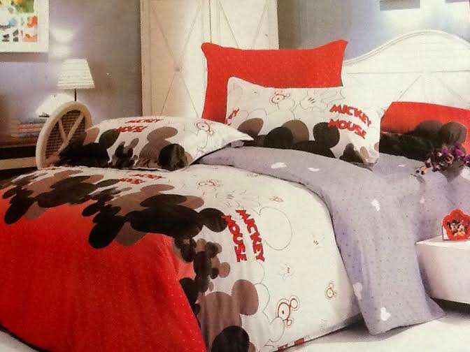 6 Piece - Cotton Feel -MICKEY MOUSE - Queen Size- Duvet Cover Set