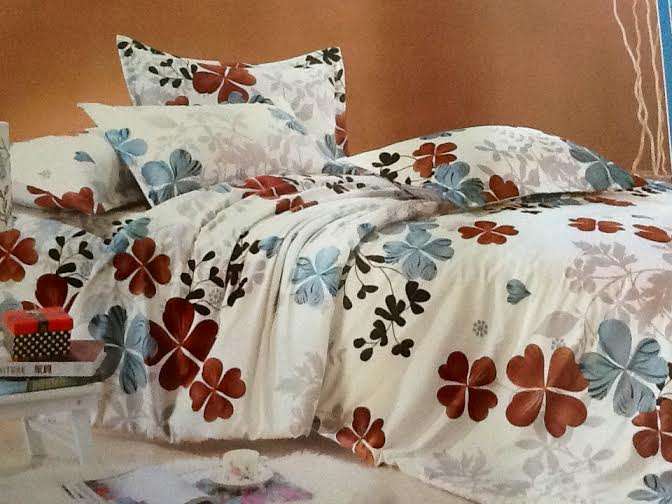 6 Piece - Cotton Feel -Bed Linen - Queen Size- Duvet Cover Set