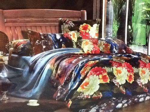 6 Piece -3D EFFECT Cotton Feel - Bed Linen - Queen Size- Duvet Cover Set