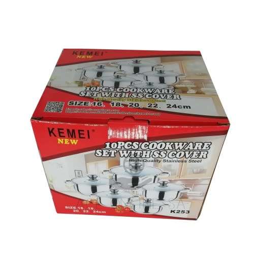 KEMEI 8 PIECE POT SET STAINLESS STEEL