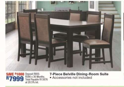 Brand New 7 Piece Belville Dining Suite. 6 Chairs and Dining Table Worth R9k