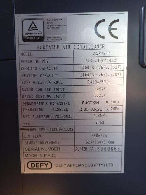 Defy ACP 12 air conditioner, in excellent condition