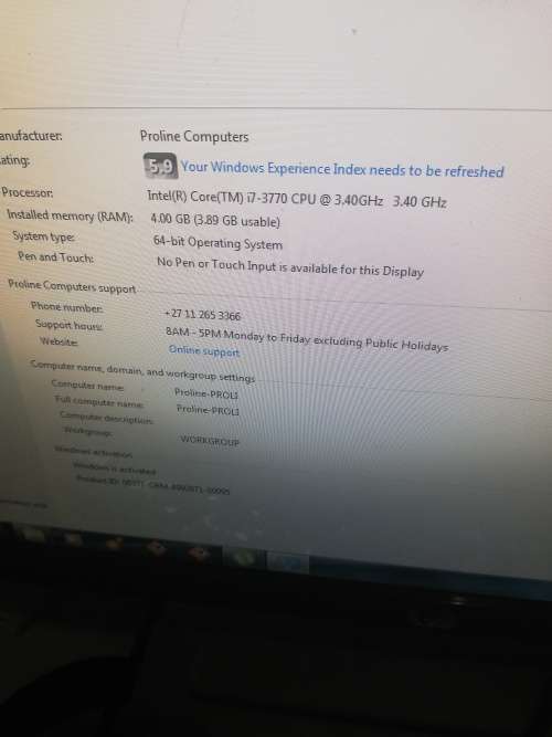 MONSTER PROLINE I7, 1TB, 4GB, 3.4GHZ COMPLETE SYSTEM (THE LAST ONE)