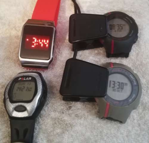 2 x Garmin Forerunner Watches x 1 Polar Watch
