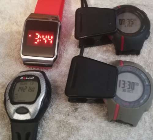 2 x Garmin Forerunner Watches x 1 Polar Watch