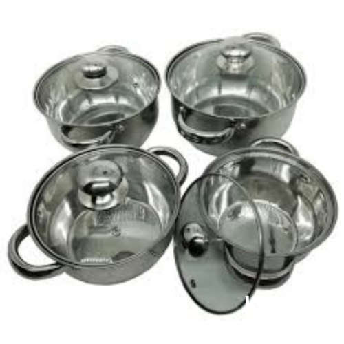 KEMEI 8 PIECE POT SET STAINLESS STEEL