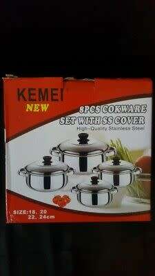 KEMEI 8 PIECE POT SET STAINLESS STEEL