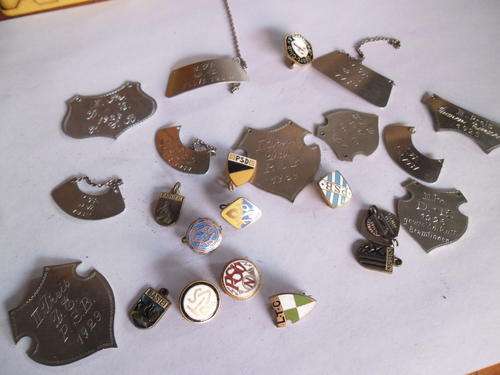 Variety of pins and trophy shields