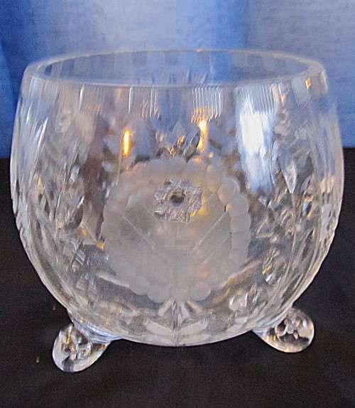 ROSE CUT CRYSTAL VASE ON SNAIL FEET