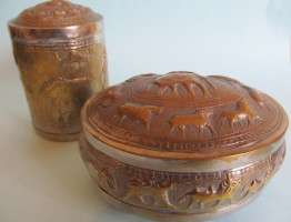 ORNATED INDIAN TRINKET BOX AND JAR