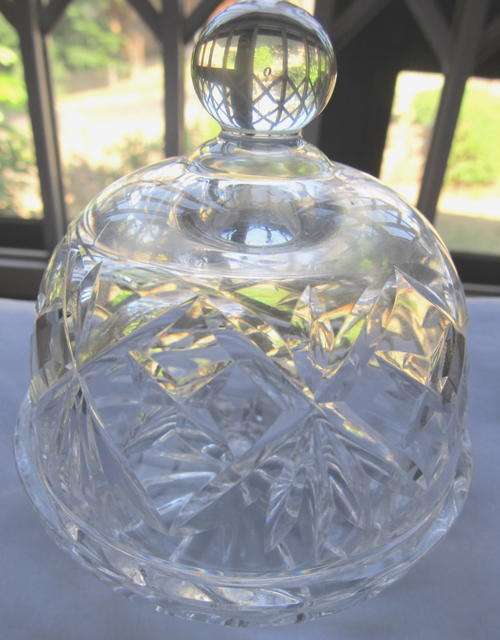 STARBURST CUT CRYSTAL BUTTER DISH
