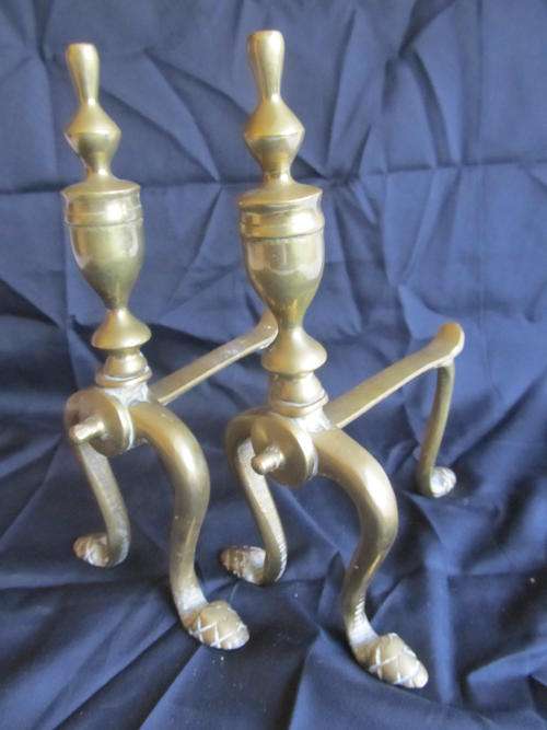 PAIR OF VINTAGE SOLID BRASS FIRE DOGS
