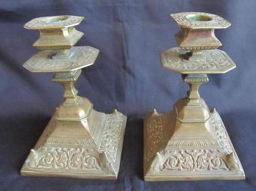 ORNATED  BRASS CANDLESTICKS