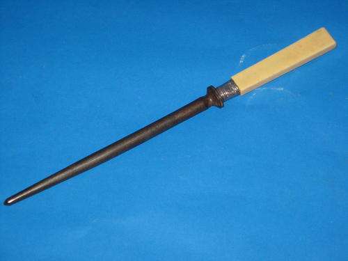 BONE HANDLE KNIFE SHARPENER with STERLING SILVER COLLAR