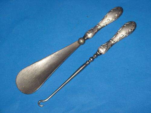 HALLMARKED STERLING SILVER SHOE HORN and BUTTON HOOK