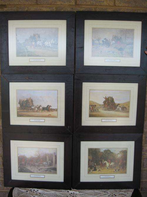 VARIOUS COLOUR PRINTS of HUNTING and COACHING SCENES