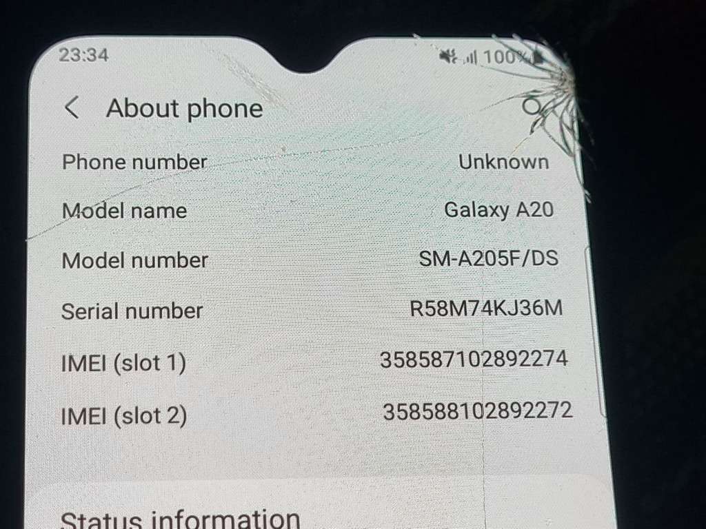 Samsung galaxy A20 phone