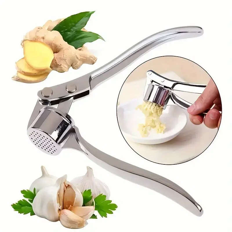 Easy-To-Use Manual Garlic Crusher - Zinc Alloy, Stainless Steel