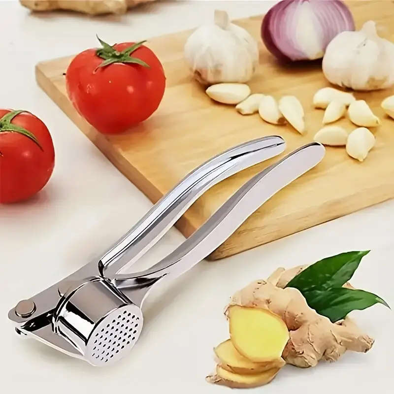 Easy-To-Use Manual Garlic Crusher - Zinc Alloy, Stainless Steel